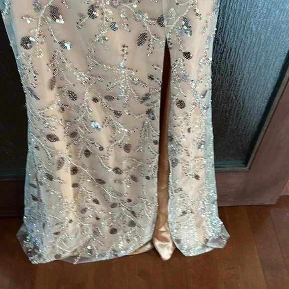 Mac Duggal 68049 Nude Embellished Sleeveless Lace Up Gown 4 NEW $498 - Picture 5 of 11